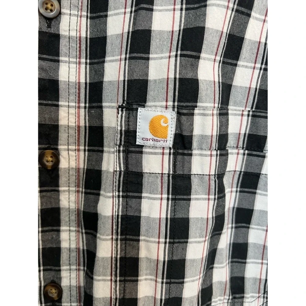 Carhartt Black & White Plaid Short-Sleeve Button-Down Shirt‎ Size L